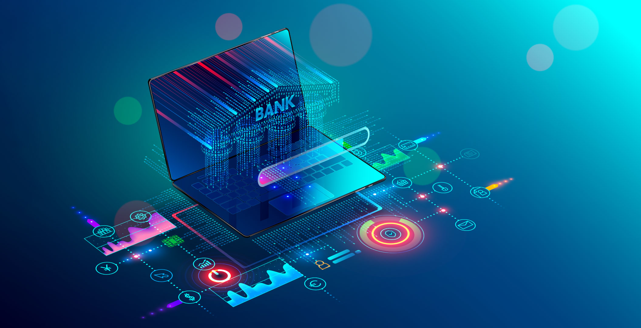 Stock image of blue banking/automation | Accenture and CBD