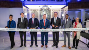 Congresswoman Shontel Brown (OH-11), Dario Gil, IBM SVP and Director, Research, Gary Cohn, IBM Vice Chairman, Lt. Governor of Ohio Jon Husted, Tom Mihaljevic, M.D., Cleveland Clinic CEO and President, Mayor of Cleveland Justin M. Bibb, and Susan Monarez, Ph.D., Deputy Director, Advanced Research Projects Agency for Health (ARPA-H) in front of IBM Quantum System One at Cleveland Clinic Main Campus | IBM Quantum System One