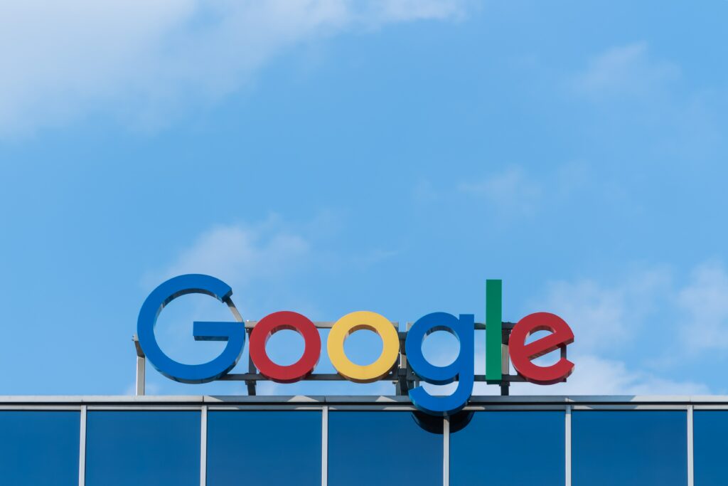 image of Google sign on building/Google adresses concerns about lack of AI regulation