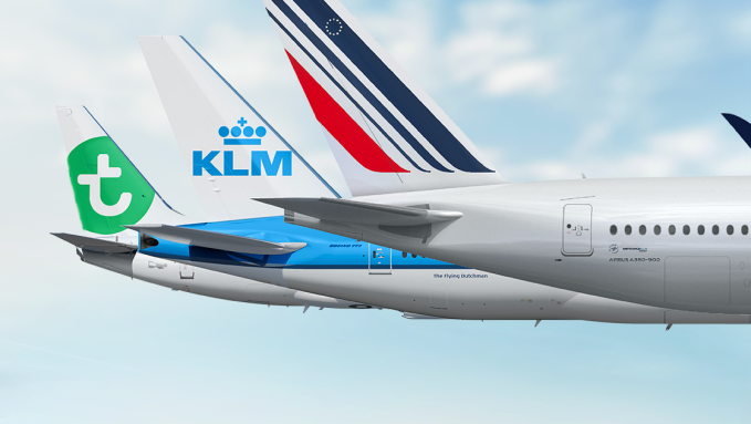 image of 3 plane tails, all with Air France KLM Martinair Cargo branding | Salesforce and AFKLMP Cargo