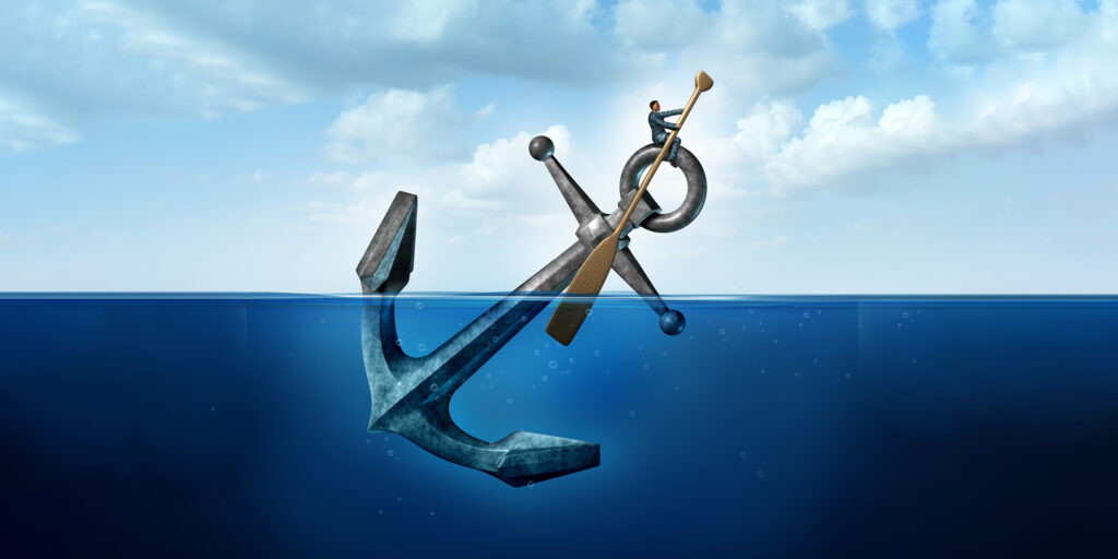 an anchor in the sea