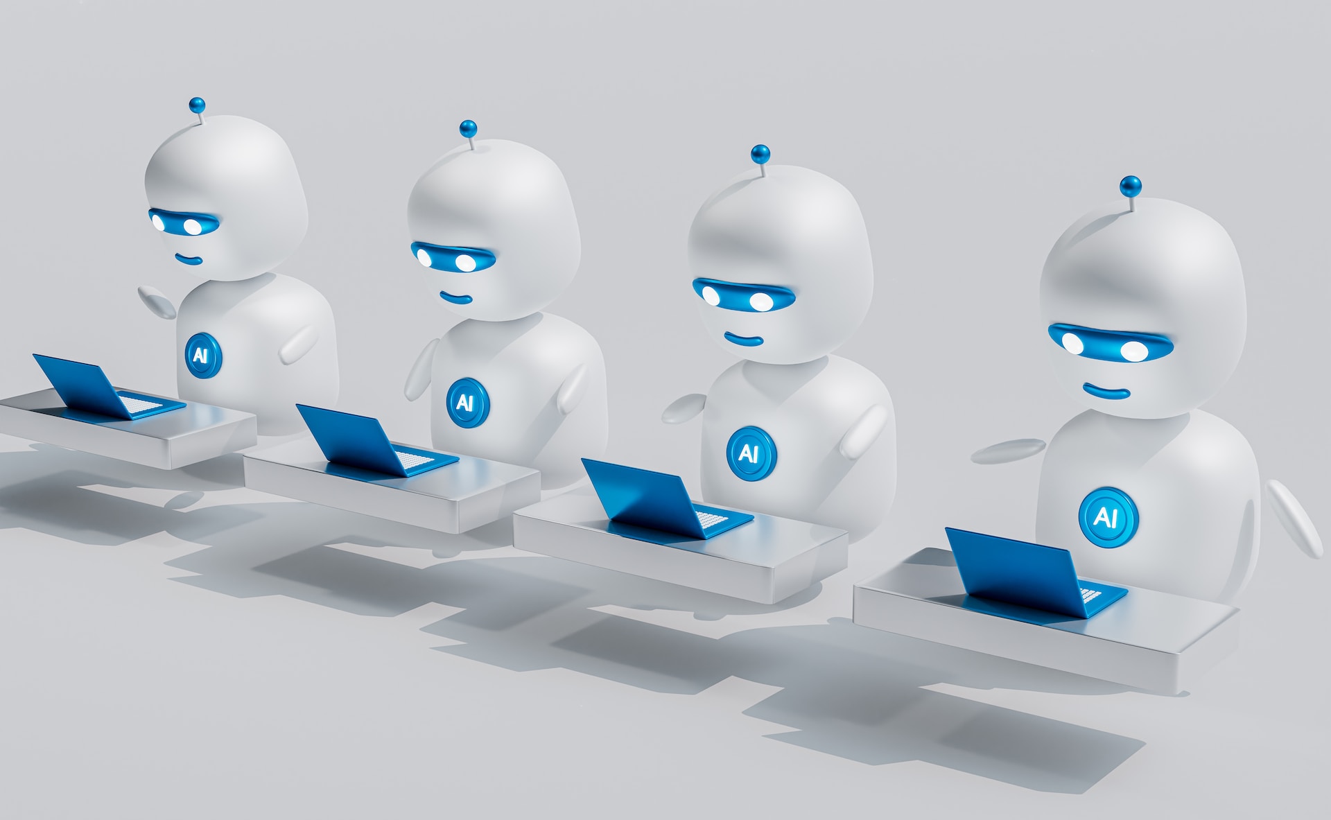 image of 4 robot/AI all holding laptops | Field Service