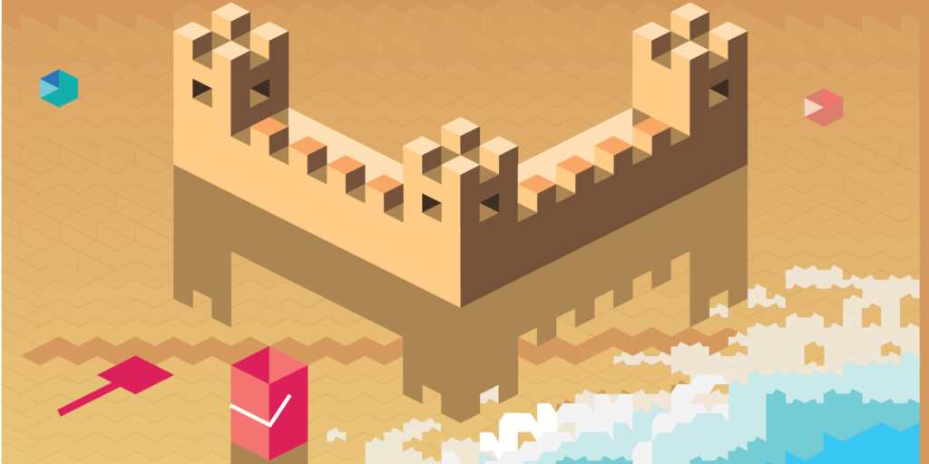 GenAI LLM | Image of a Minecraft sandcastle