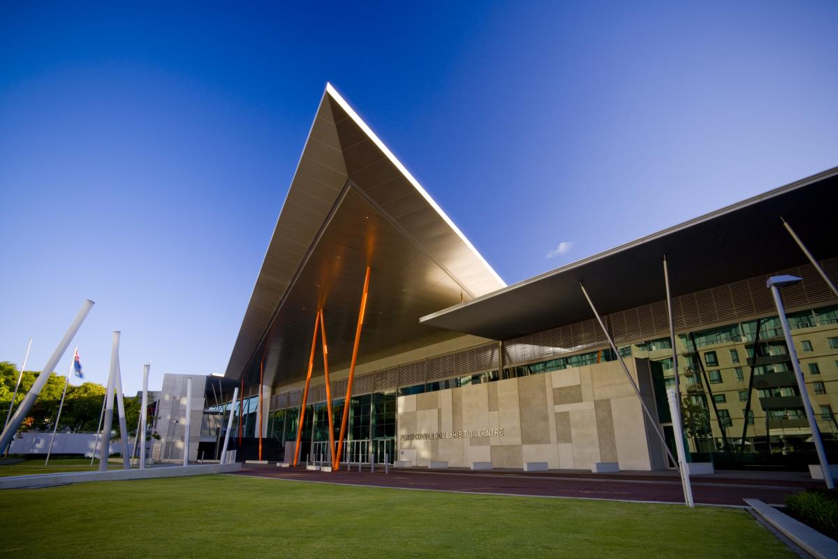 The front and entrance of the Perth Convention and Exhibition Centre, based in Perth Australia | Perth