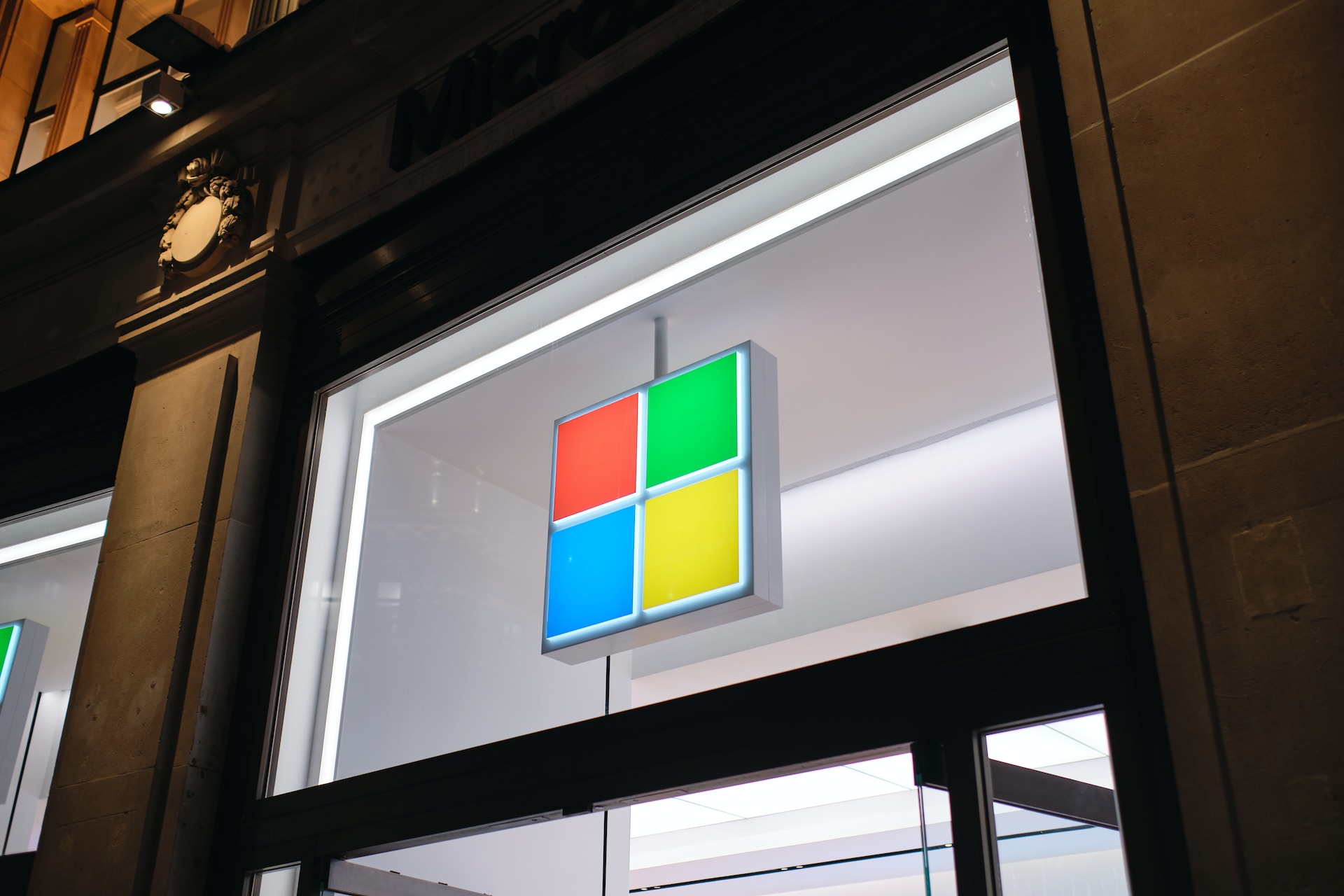image of Microsoft logo on building | Copilot