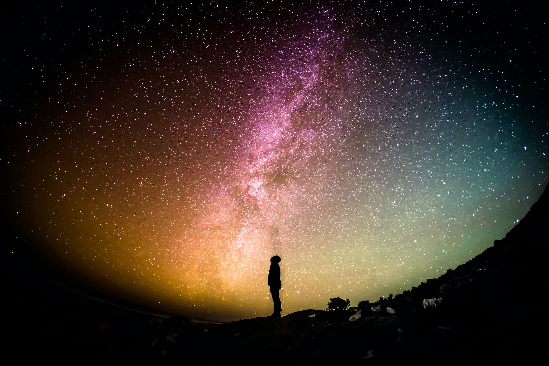 image of person staring up into the night sky | Accenture