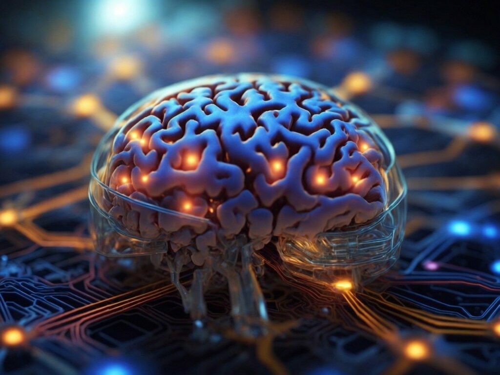 image of brain (AI) on circuit board | GenAI