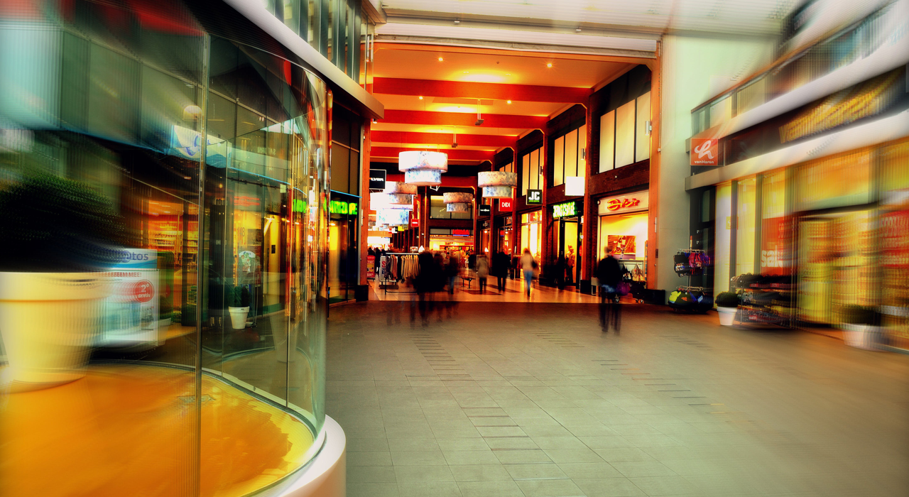 indoor marketplace with customers