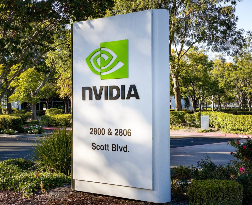 NVIDIA sign outside its headquarters office in Santa Clara, California | Tech companies team up with NVIDIA for AI innovation