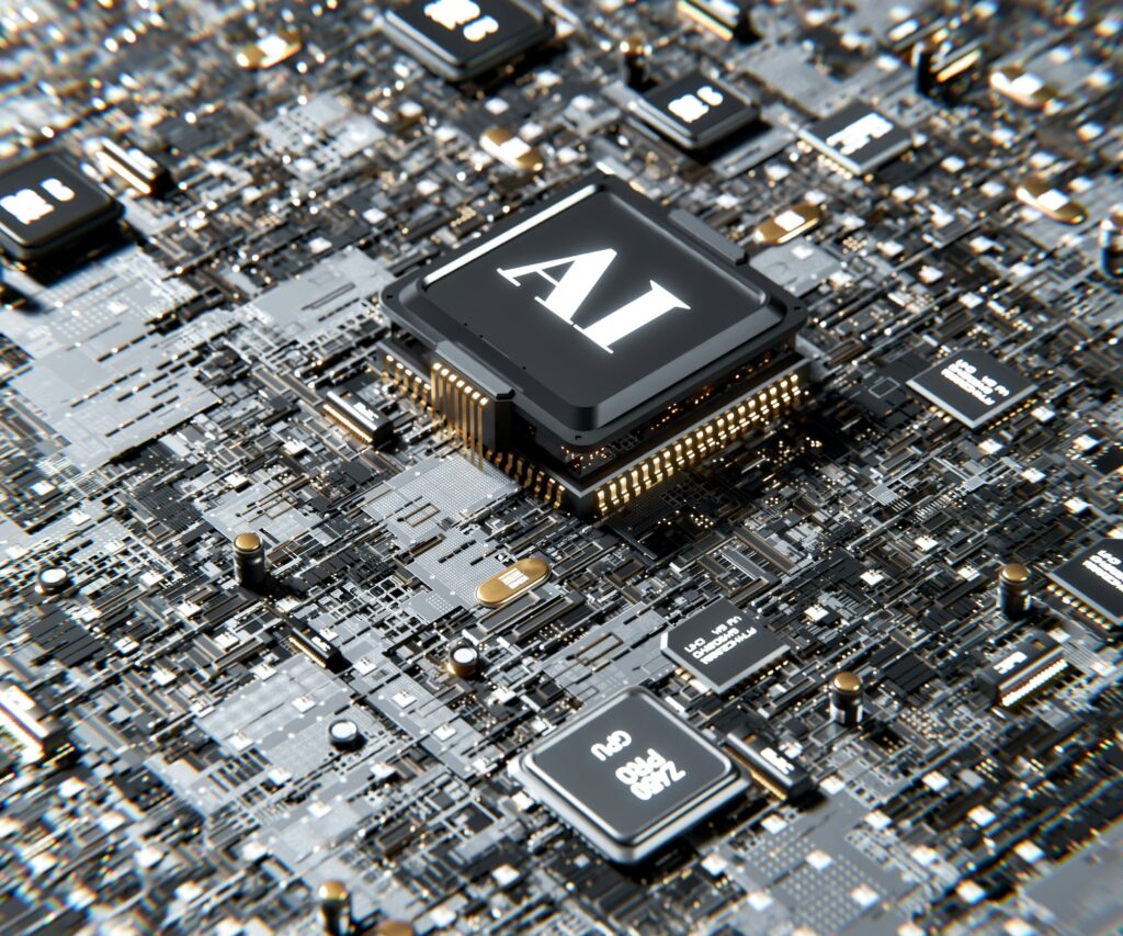 Image of a motherboard with 'AI' on it | making the most of Business AI