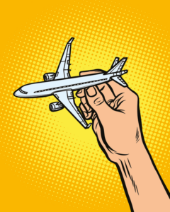 Illustration of a toy plane in someone's hand | Delta Air Lines AI