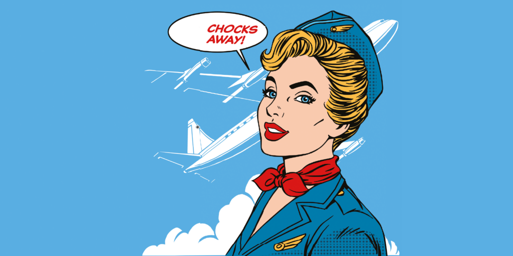 image of air hostess with plane and blue sky in the background | Delta Air Lines AI