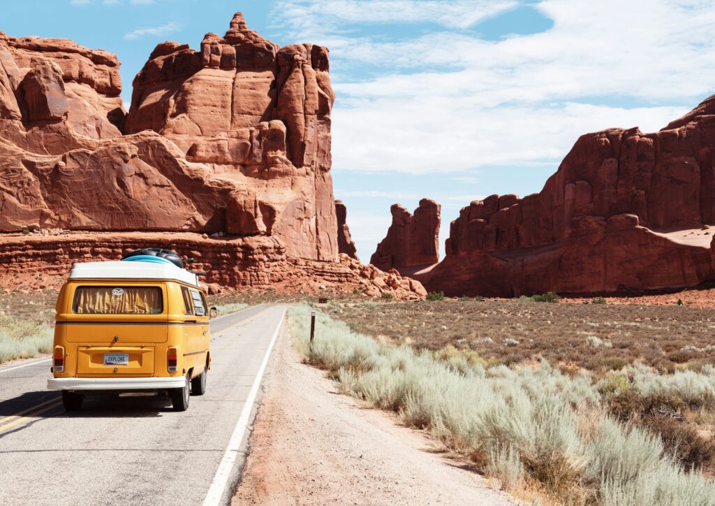 yellow volkswagen van on road in the desert | SAP S/4HANA migration journey concept