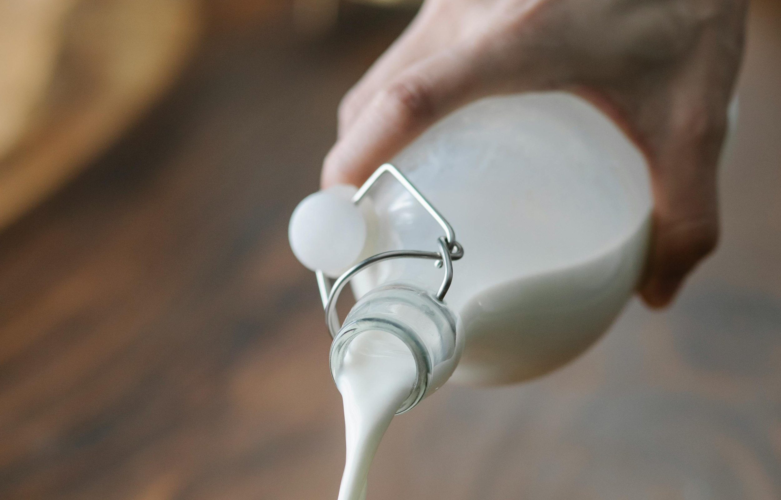 milk poured from a bottle