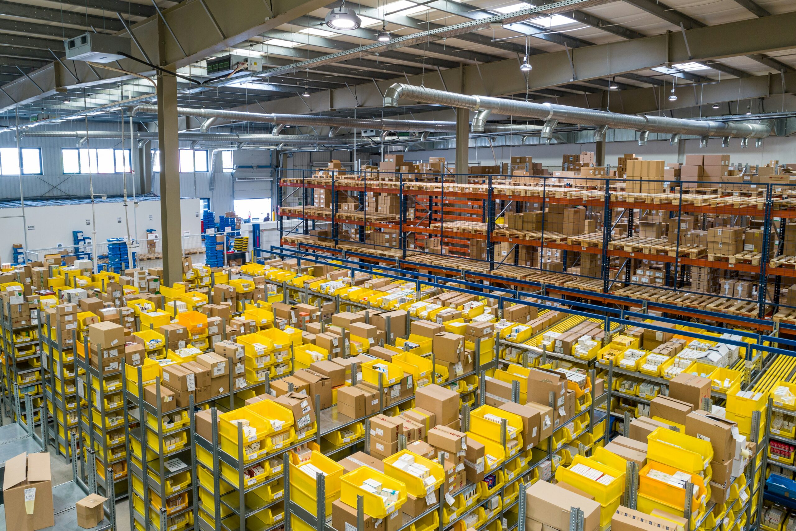 An overhead view of a warehouse full of stock | Material Allocation Celonis