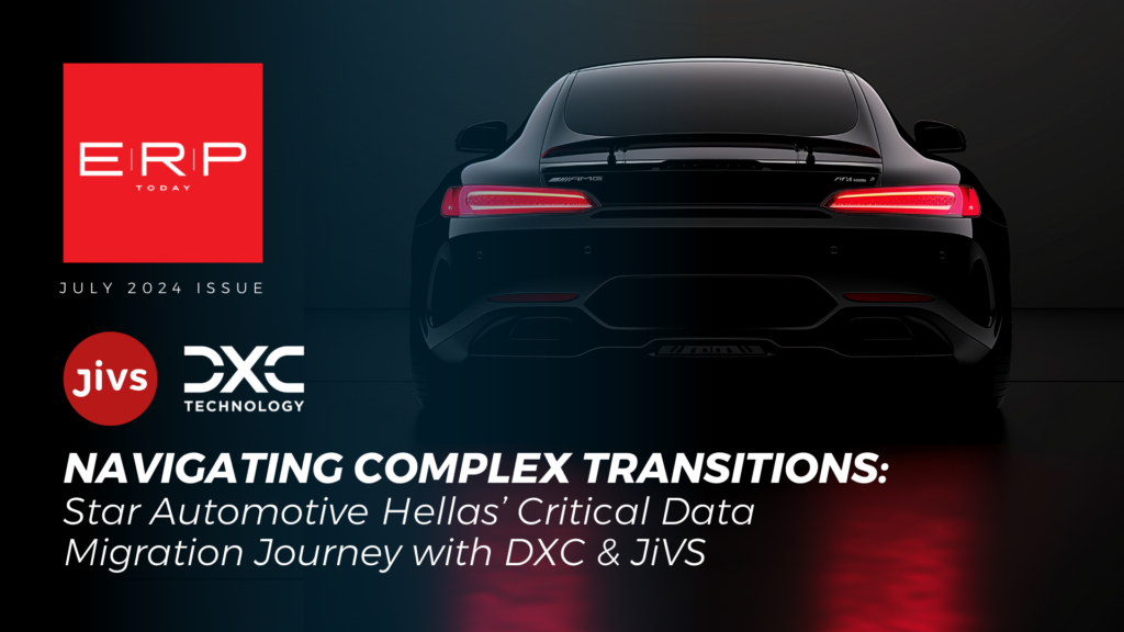 An image of a black car and text written over it | Star Automotive Hellas data migration journey with DXC & Jivs