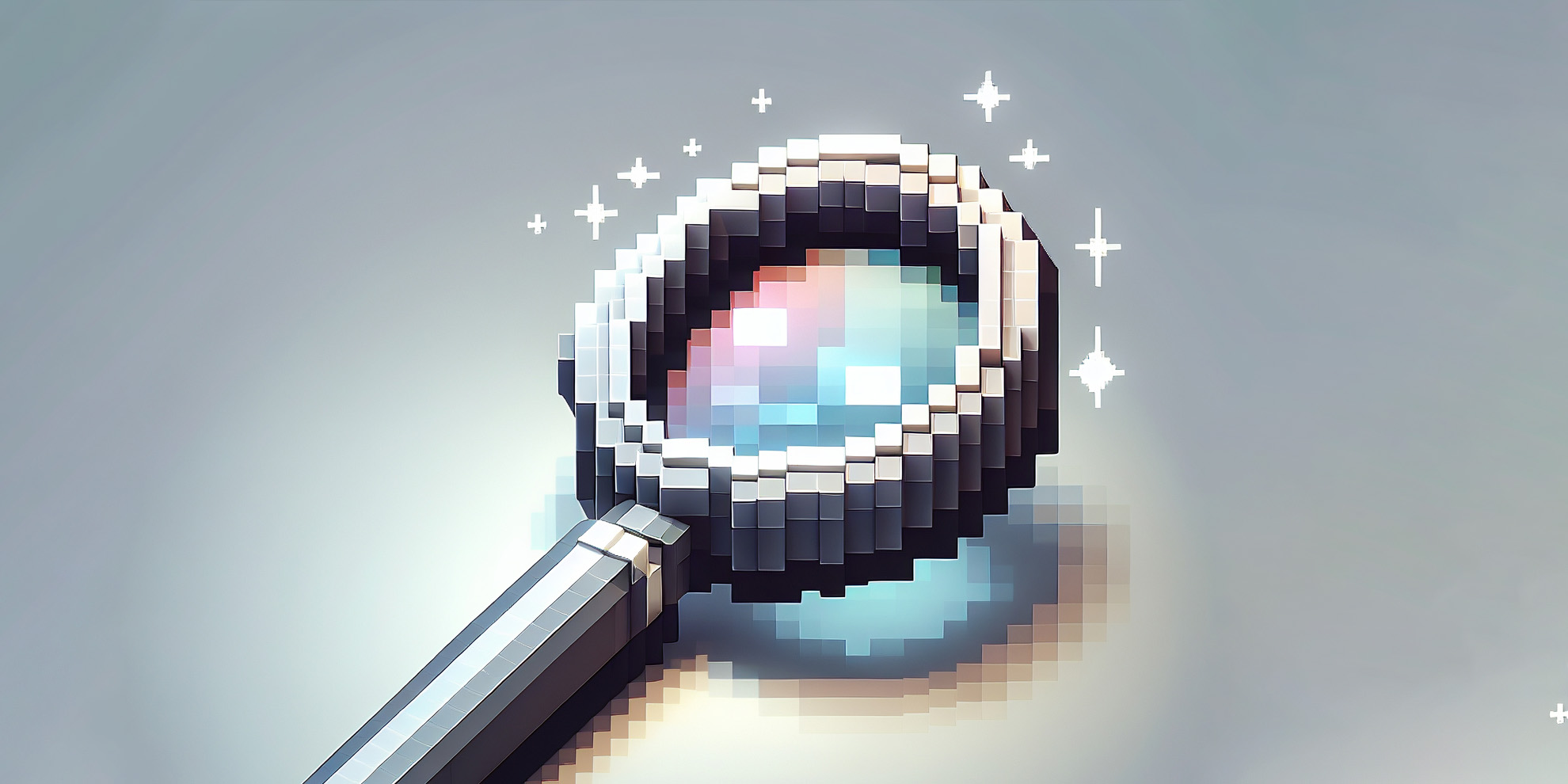 a graphic of a pixelated magnifying glass | AI Zooming in: Full processes visibility for organization’s data patterns