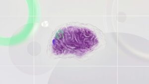 image of purple brain on white and green background | Copilot