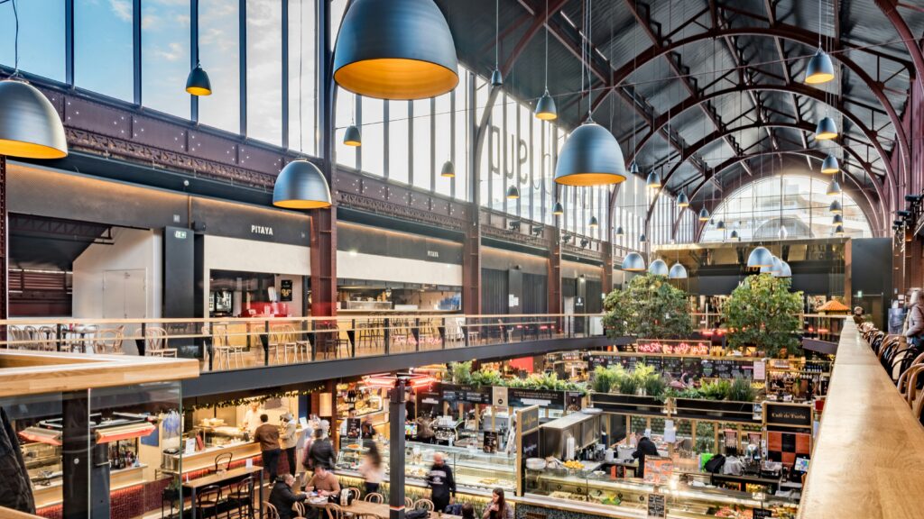 shopping center seen from a top floor