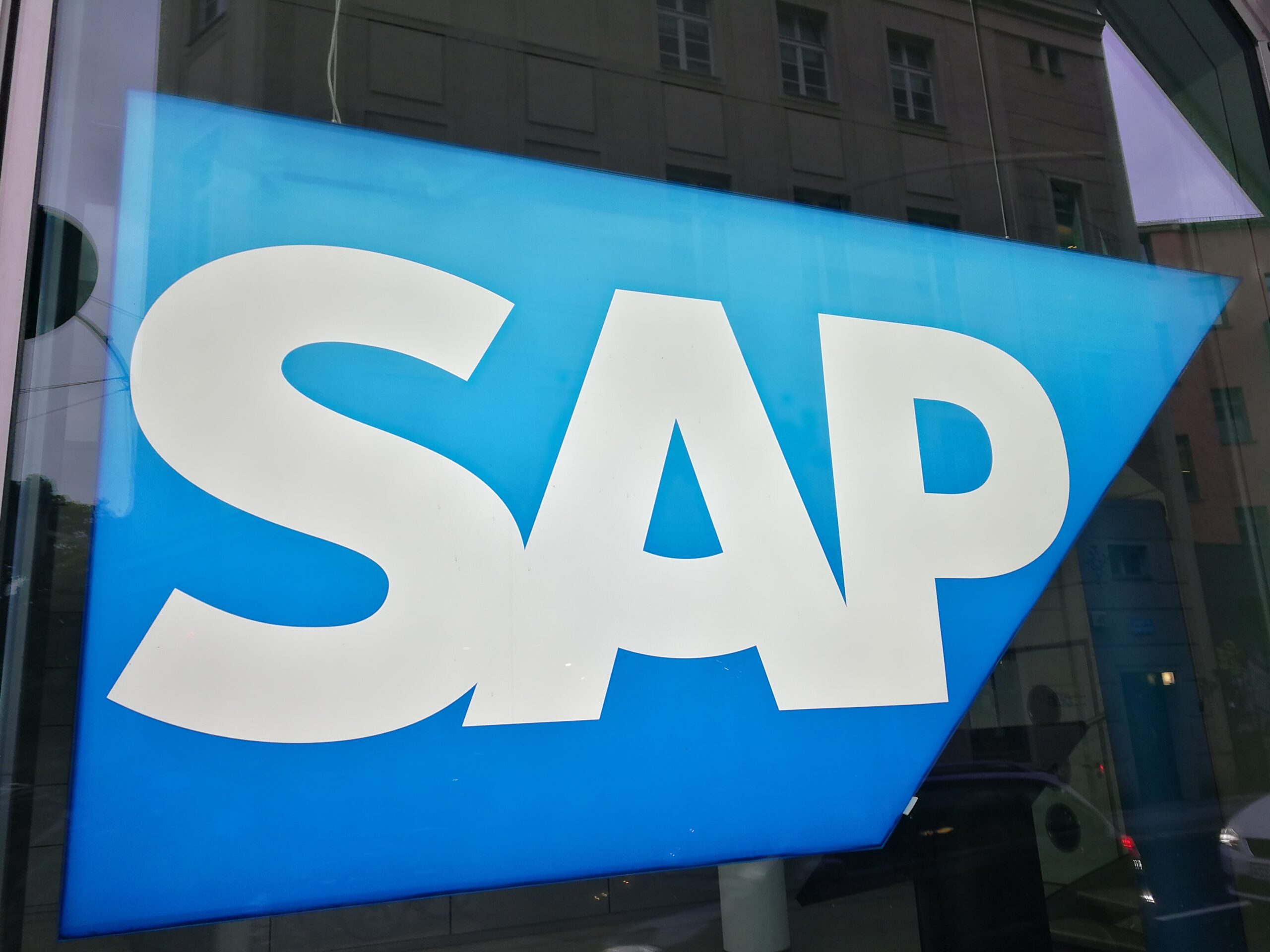 SAP sign showing logo outside of office building.