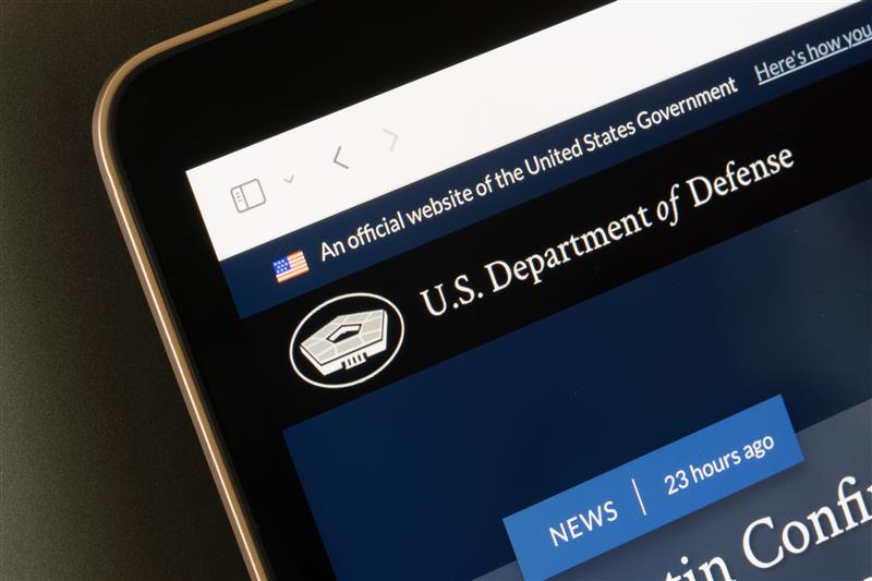 US Department of Defense webpage open on a smartphone