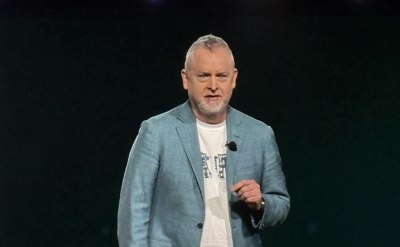 Sage CTO Aaron Harris outlining how the role of AI is changing and how transparency is critical for acceptance during Sage Future 2026.