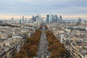 High-rise office buildings in La Défense business district in Paris, representing enterprise technology and infrastructure environments.