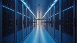 Secure enterprise corridor representing Microsoft Power Platform governance and AI agent access