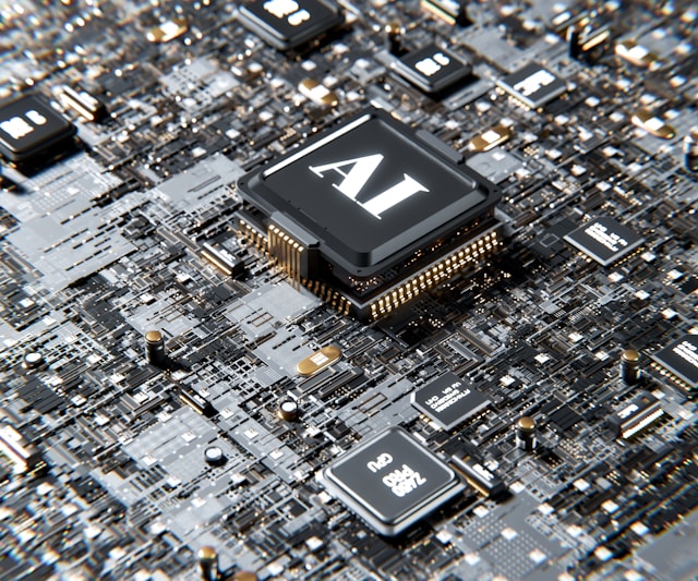 Close-up of an AI processor chip mounted on a dense circuit board, representing Oracle AI Database at AWS infrastructure and the enterprise AI agents Oracle embedded across its August 2026 announcements