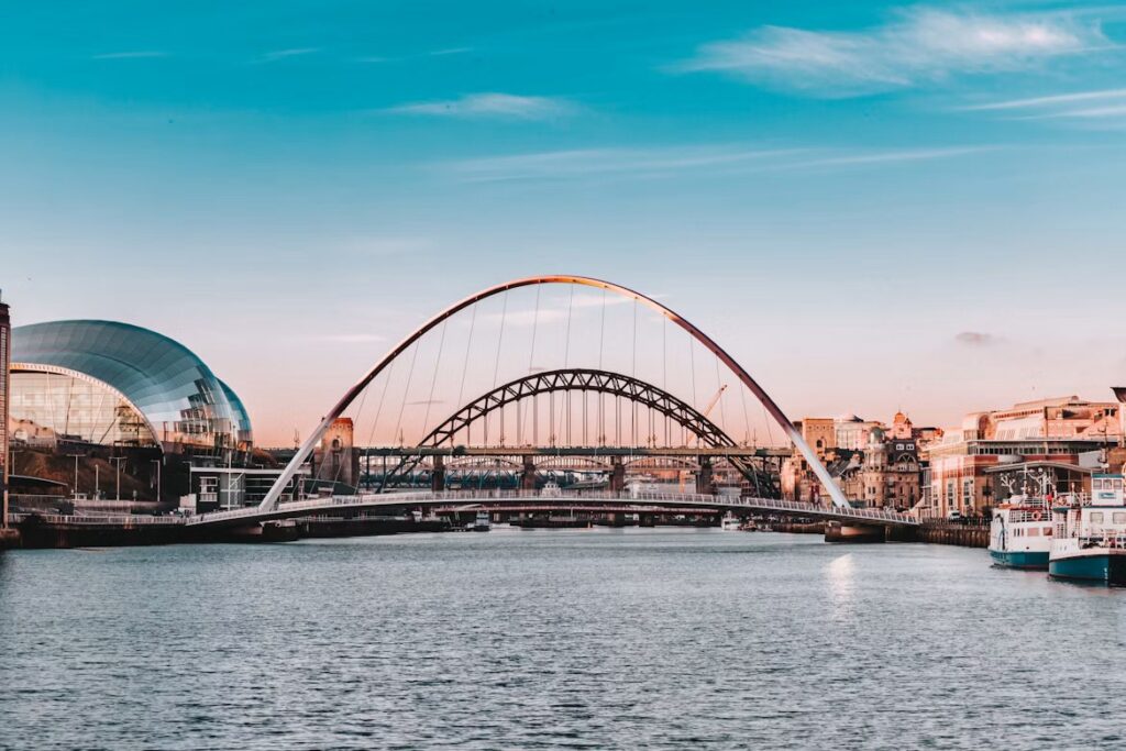 Newcastle upon Tyne waterfront and bridges, home city of Sage headquarters